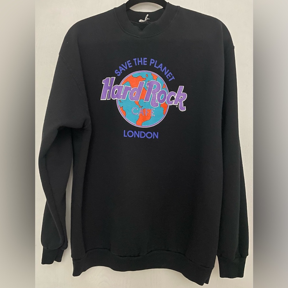 Vintage Hard Rock Cafe London Sweatshirt Crewneck Size XL Black Save The Planet
